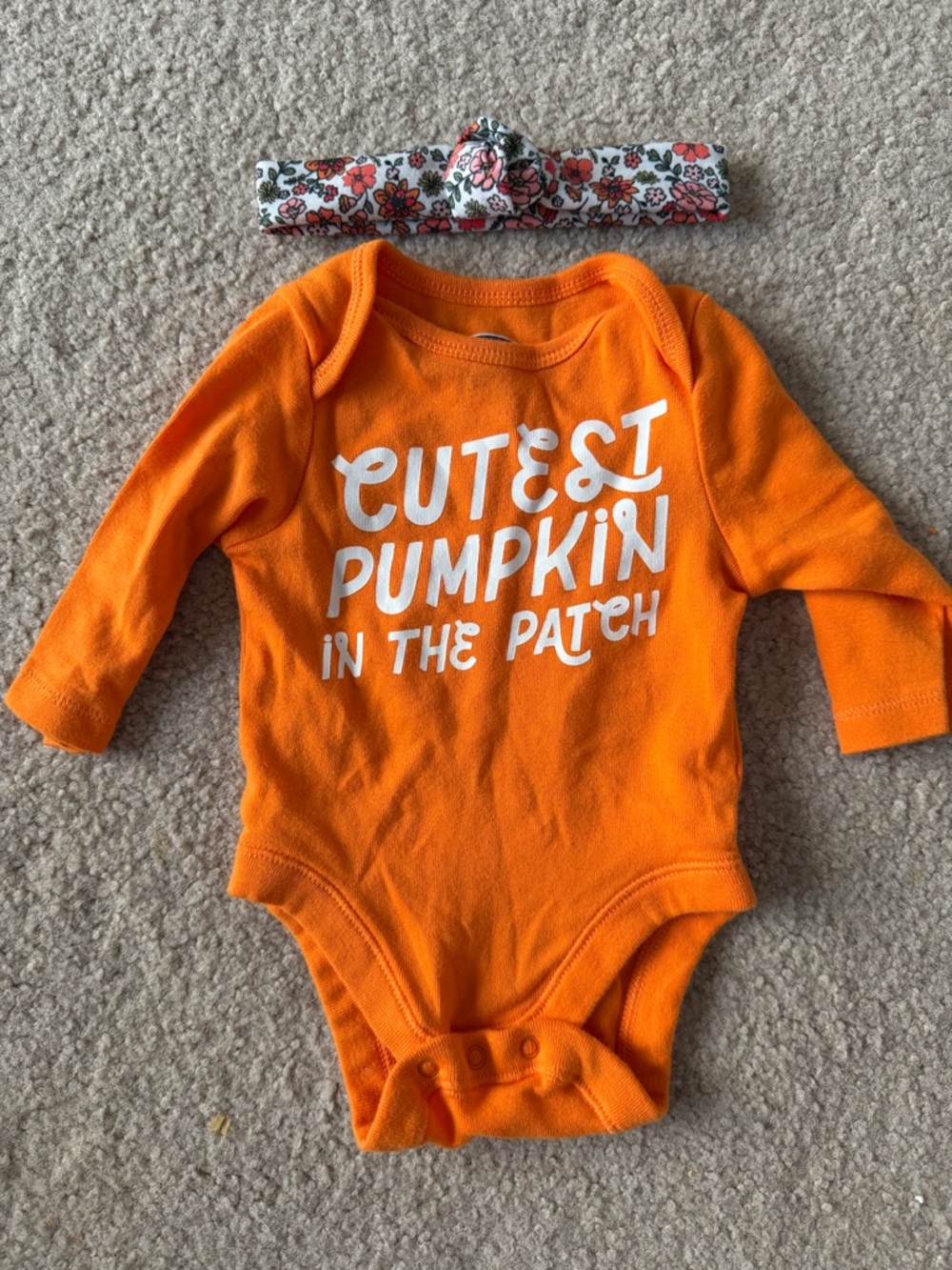 Old Navy Orange 'Cutest Pumpkin in the Patch' Long-Sleeve One-Piece Bodysuit
